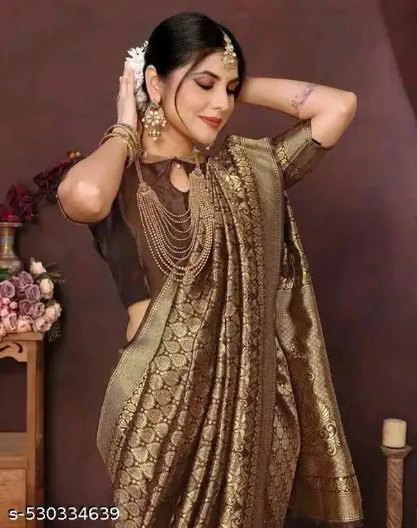 Brown_Banarasi_Silk_Woven_Traditional_Saree_For_Women