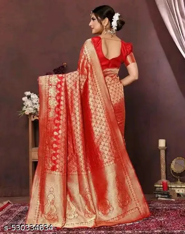 Red_Banarasi_Silk_Woven_Festive_Saree_For_Women