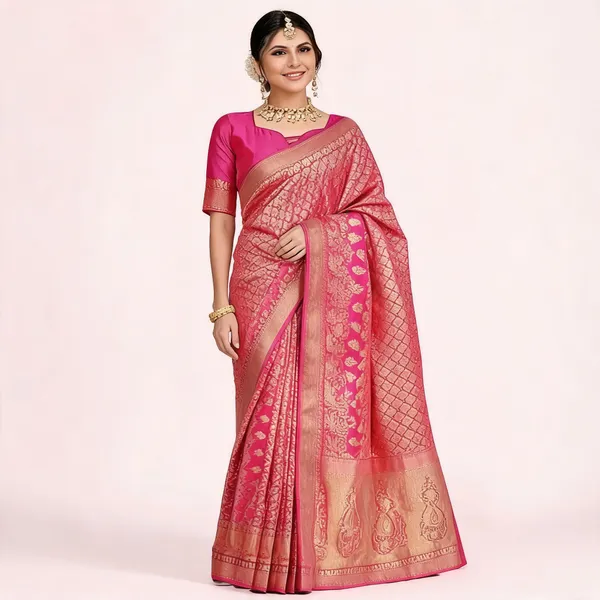 Pink_Banarasi_Silk_Woven_Saree_For_Women