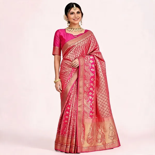 Pink_Banarasi_Silk_Woven_Saree_For_Women