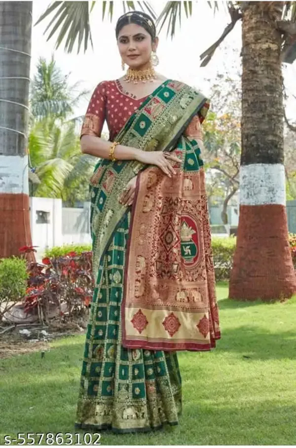Maroon_Banarasi_Silk_Printed_Saree_For_Women