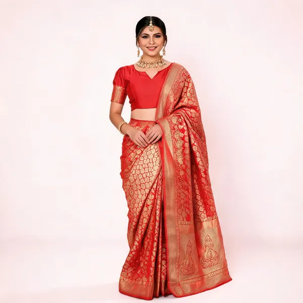 Red_Banarasi_Silk_Woven_Festive_Saree_For_Women