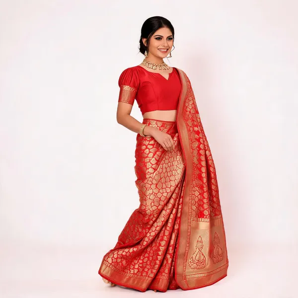 Red_Banarasi_Silk_Woven_Festive_Saree_For_Women