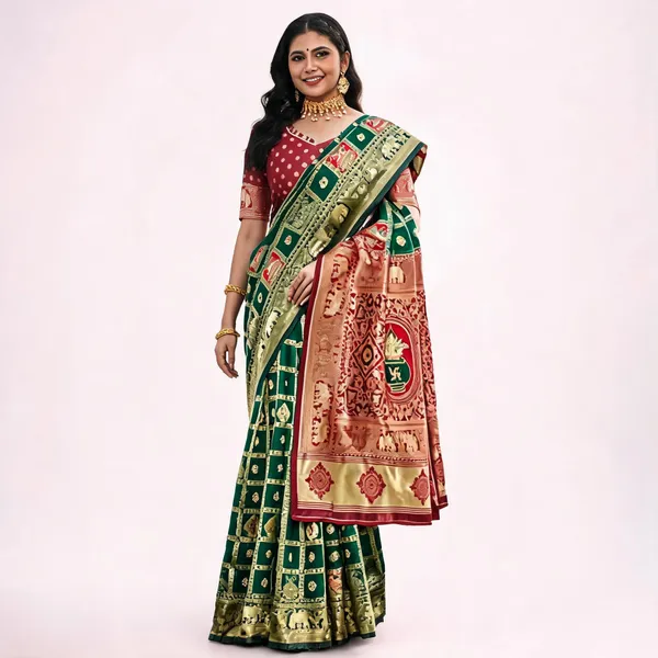 Maroon_Banarasi_Silk_Printed_Saree_For_Women
