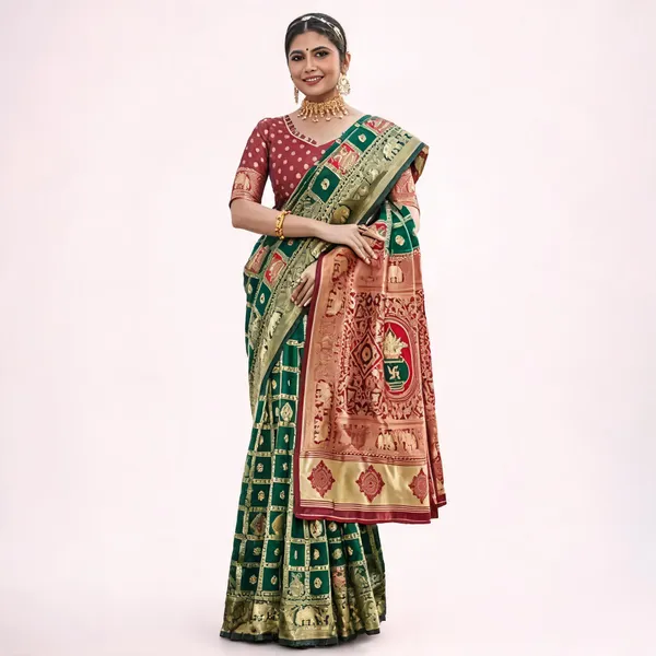 Maroon_Banarasi_Silk_Printed_Saree_For_Women