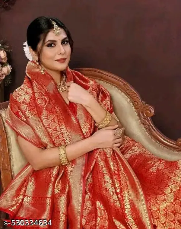 Red_Banarasi_Silk_Woven_Festive_Saree_For_Women