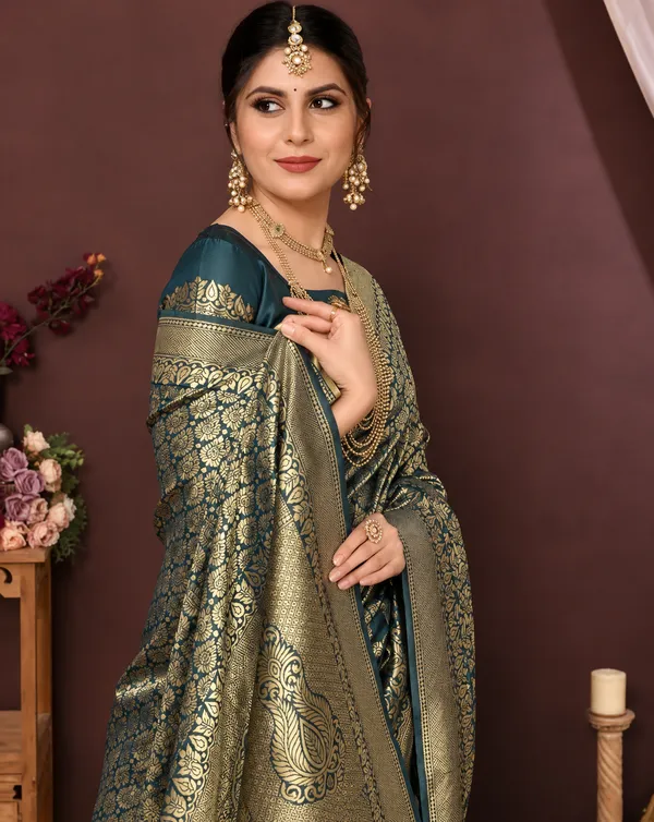 Olive_Banarasi_Silk_Woven_Brocade_Saree_For_Women