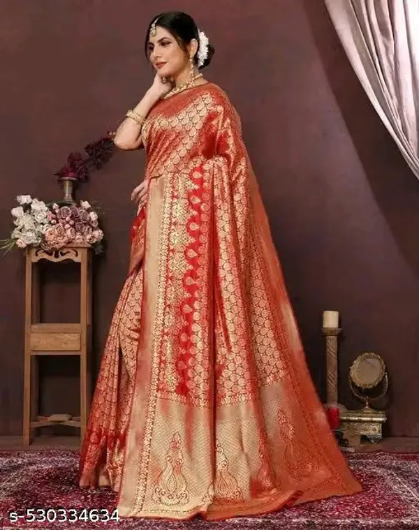 Red_Banarasi_Silk_Woven_Festive_Saree_For_Women