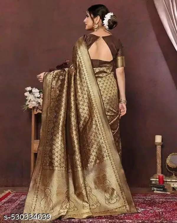 Brown_Banarasi_Silk_Woven_Traditional_Saree_For_Women