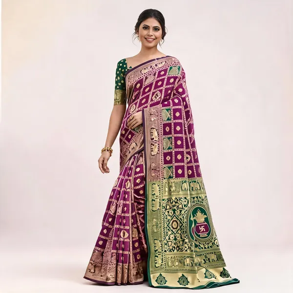 Multicolor_Banarasi_Silk_Printed_Saree_For_Women