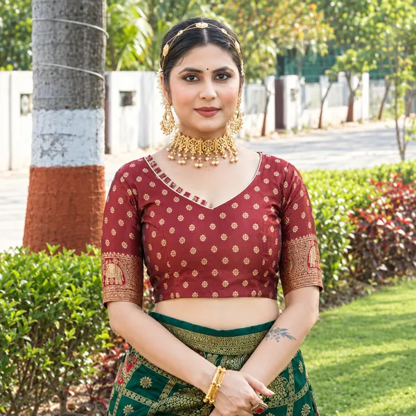 Green_Banarasi_Silk_Printed_Saree_For_Women