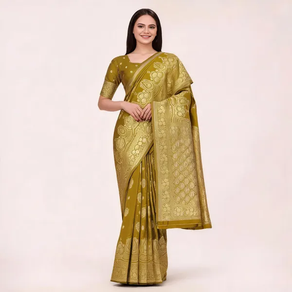 Mustard_Yellow_Banarasi_Silk_Golden_Zari_Work_Saree_For_Women