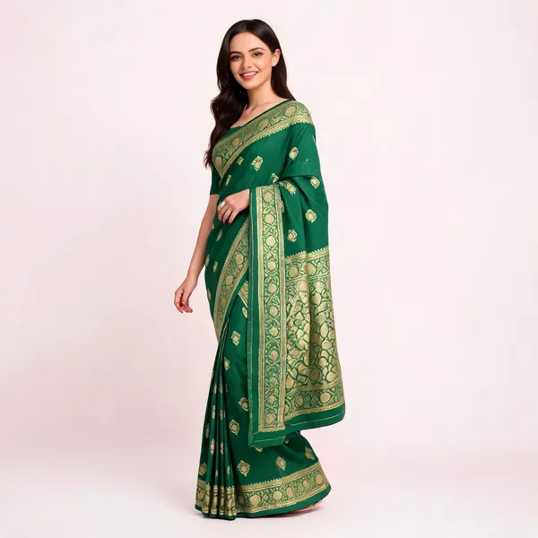 Rama_Green_Banarasi_Silk_Golden_Zari_Woven_Saree_For_Women