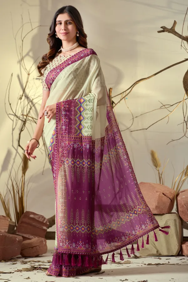 Aasna_Fashion_Women's_Cream_Soft_Georgette_Saree_with_Contemporary_Magenta_Patola-Inspired_Geometric_Digital_Print_Border_and_Tassel_Pallu