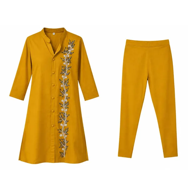 Mustard_Embroidered_Kurta_Pant_Set_for_Women