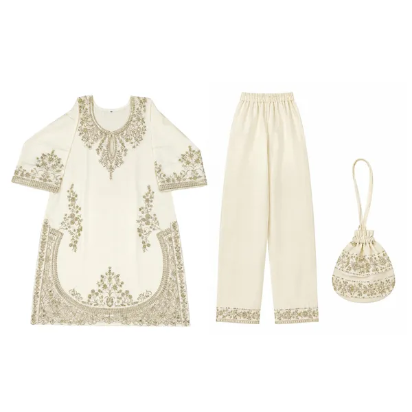Cream_Embroidered_Straight_Kurta_Set_For_Women