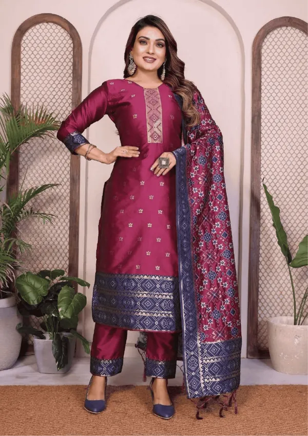 Maroon_Printed_Straight_Kurta_Set_For_Women