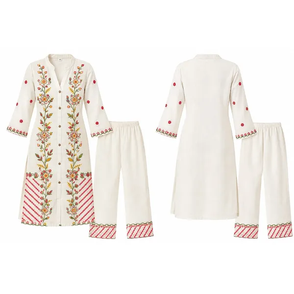 Off_White_Floral_Embroidered_Kurta_Pant_Set_for_Women