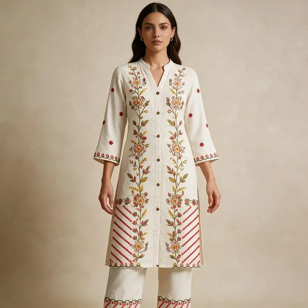 Off_White_Floral_Embroidered_Kurta_Pant_Set_for_Women