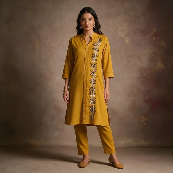 Mustard_Embroidered_Kurta_Pant_Set_for_Women