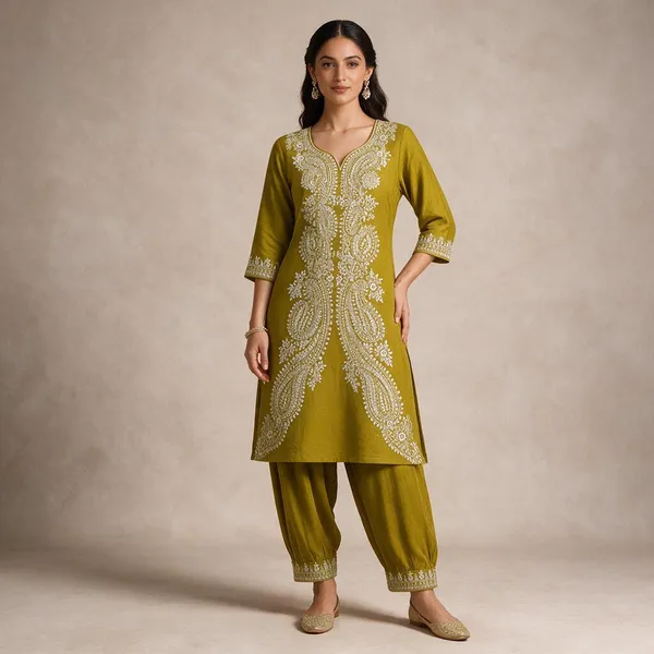 Olive_Green_Embroidered_Kurta_Set_for_Women