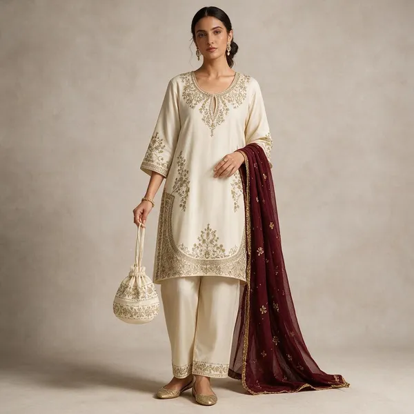 Cream_Embroidered_Straight_Kurta_Set_For_Women