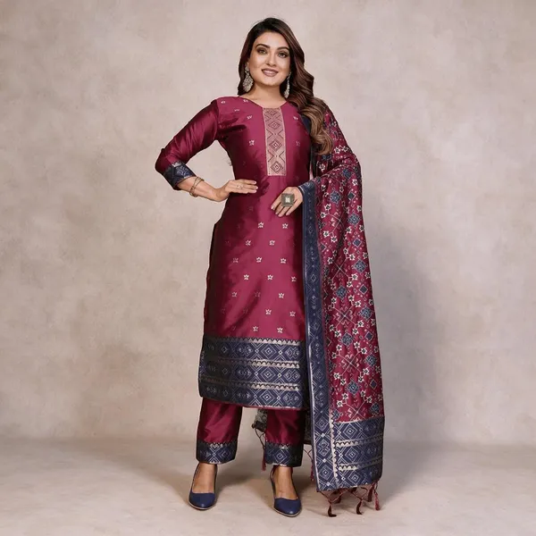 Maroon_Printed_Straight_Kurta_Set_For_Women