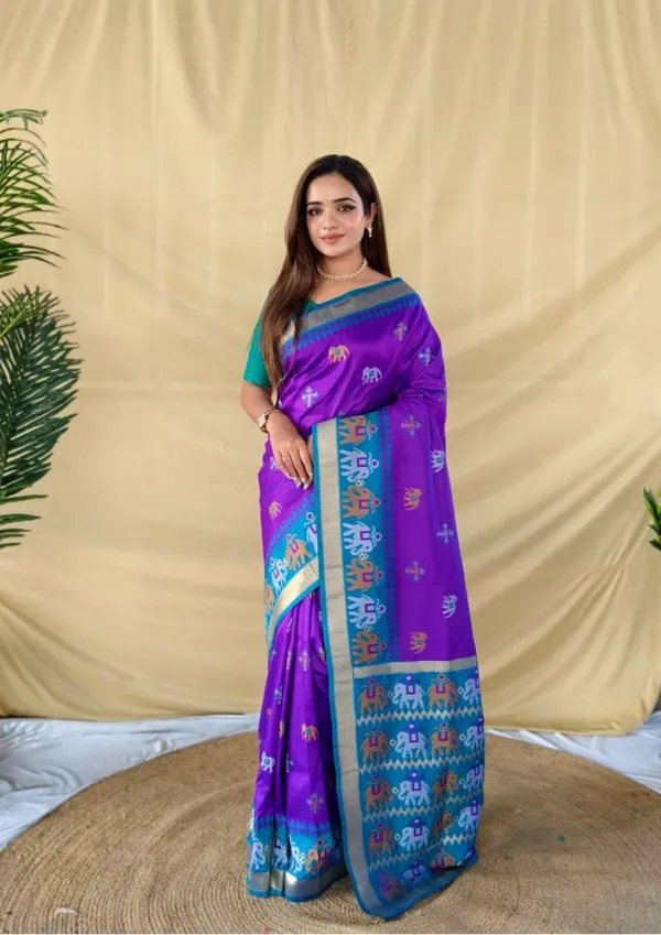 Purple_Printed_Saree_For_Women
