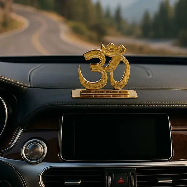 Om_Car_Dashboard_Decor_Brass