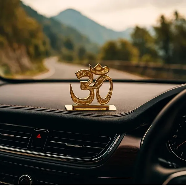 Om_Car_Dashboard_Decor_Brass