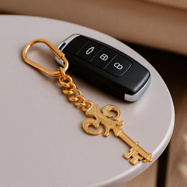 Key_Keychain_With_Brass_Chain