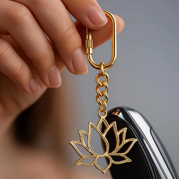 Lotus_Flower_Keychain_With_Brass_Chain
