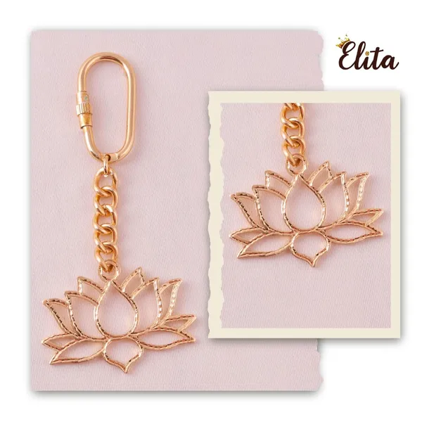 Lotus_Flower_Keychain_With_Brass_Chain
