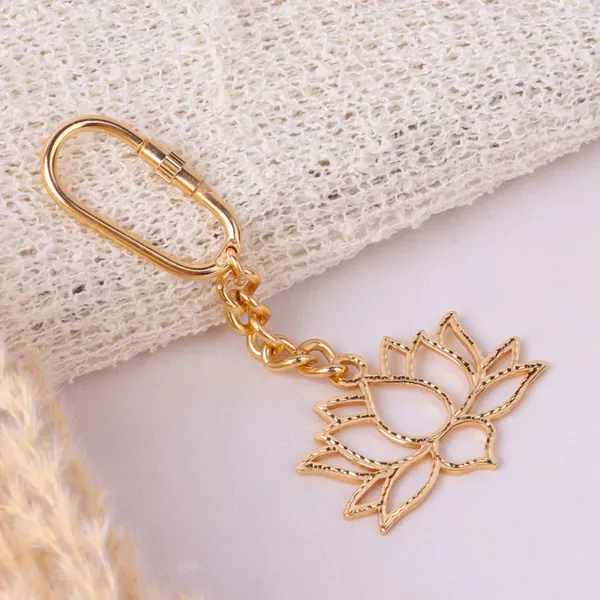 Lotus_Flower_Keychain_With_Brass_Chain