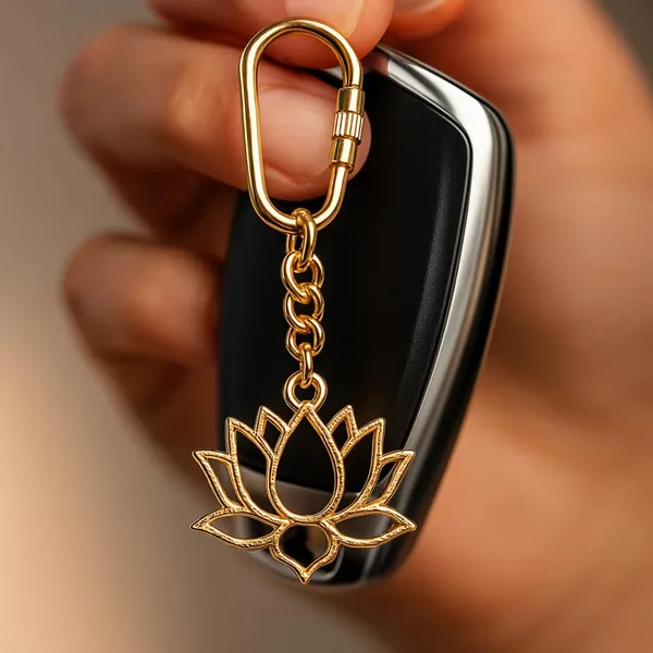 Lotus_Flower_Keychain_With_Brass_Chain