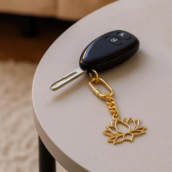 Lotus_Flower_Keychain_With_Brass_Chain