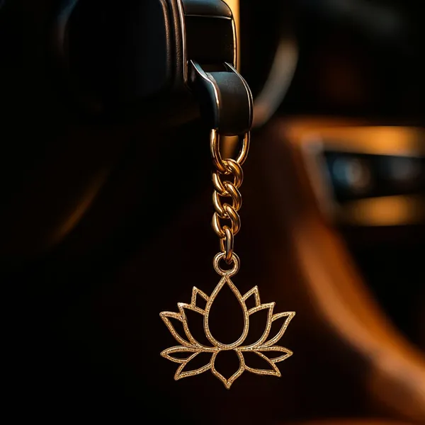 Lotus_Flower_Keychain_With_Brass_Chain