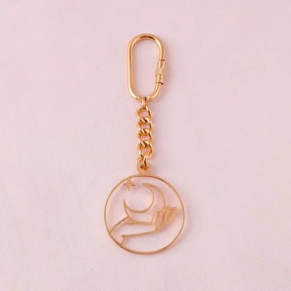 Moon_And_Star_Keychain_With_Carabiner