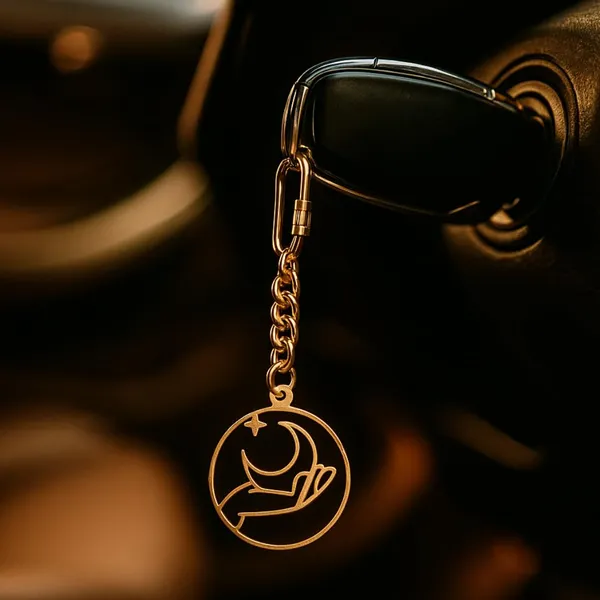 Moon_And_Star_Keychain_With_Carabiner