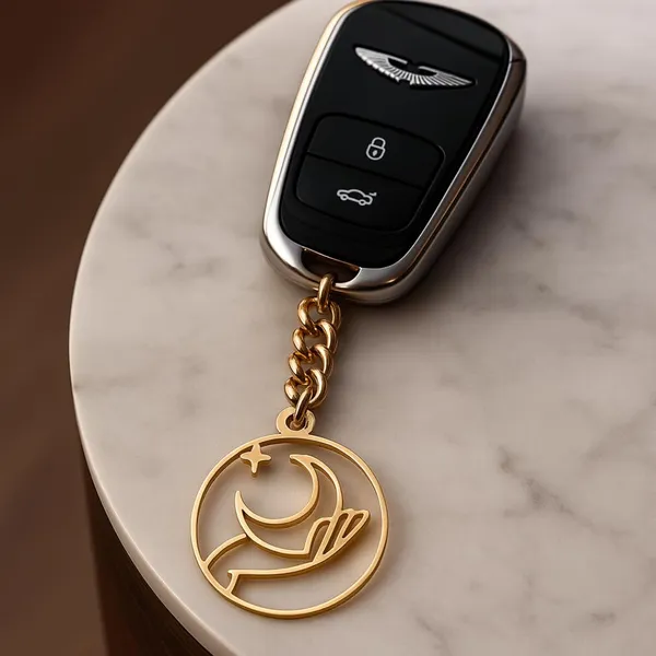 Moon_And_Star_Keychain_With_Carabiner
