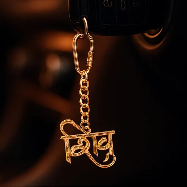Brass_Shiv_Charm_Keychain_With_Carabiner