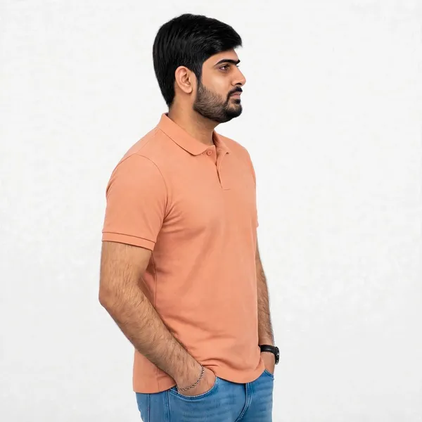 Peach_Regular_Fit_Polo_T_Shirt_For_Men