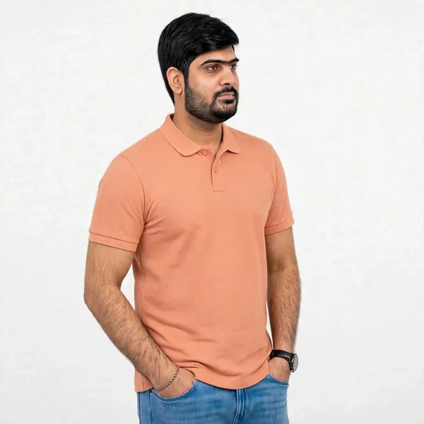 Peach_Regular_Fit_Polo_T_Shirt_For_Men