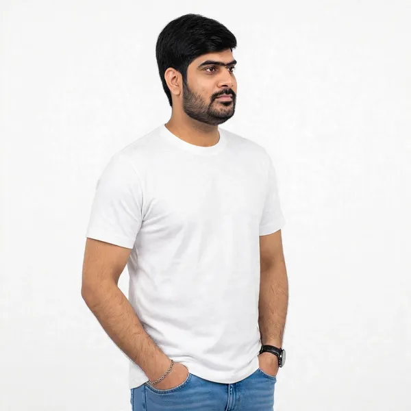 White_Crew_Neck_Regular_Fit_T_Shirt_For_Men