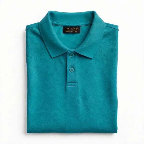 Teal_Textured_Polo_T_Shirt_For_Men