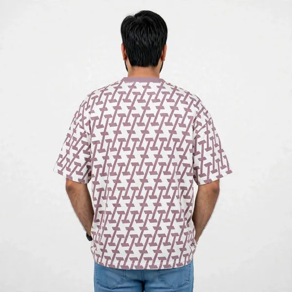 White_Geometric_Print_Crew_Neck_Oversized_T_Shirt_For_Men