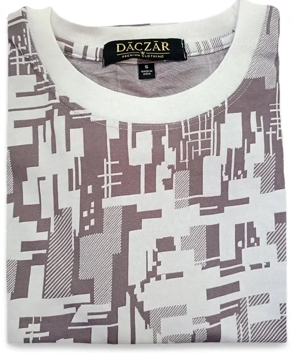 White_Geometric_Print_Crew_Neck_T_Shirt_For_Men