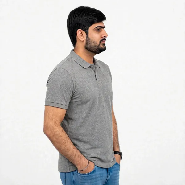 Grey_Textured_Regular_Fit_Polo_T_Shirt_For_Men