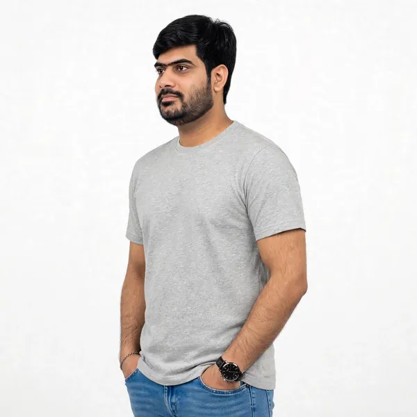 Grey_Crew_Neck_Regular_Fit_T_Shirt_For_Men