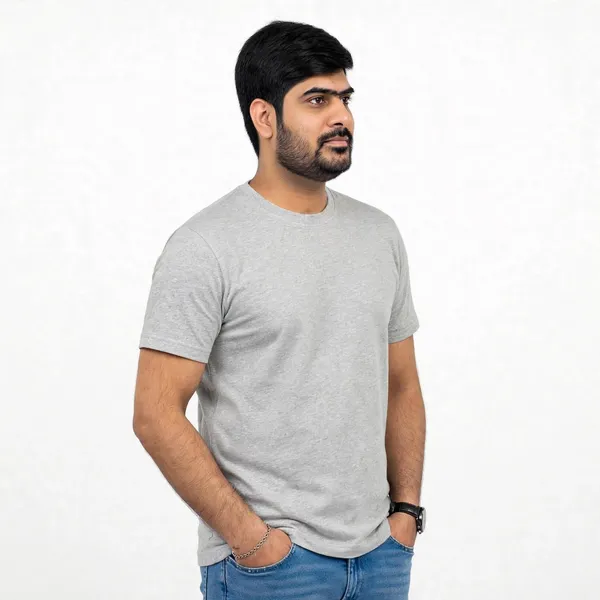 Grey_Crew_Neck_Regular_Fit_T_Shirt_For_Men